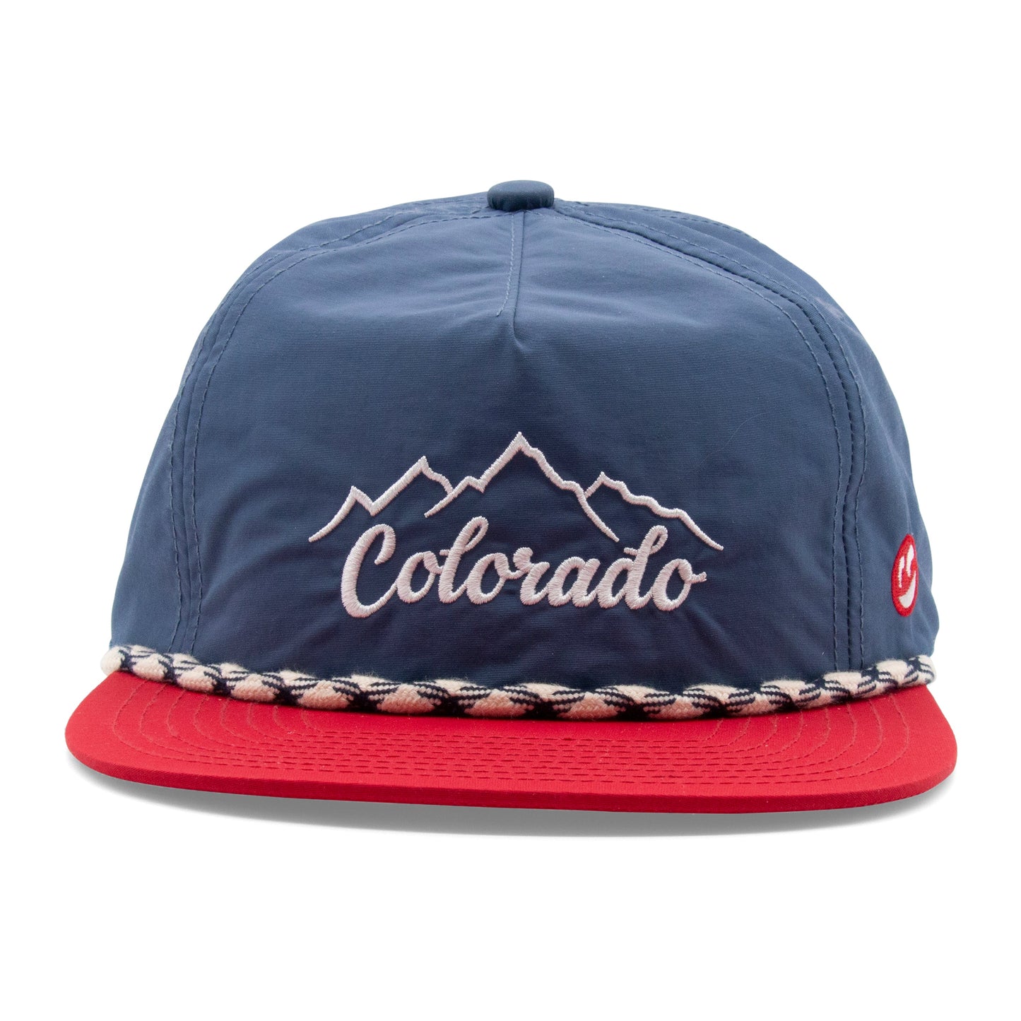 Kids Colorado Mountain Peaks Rope Hat navy front view