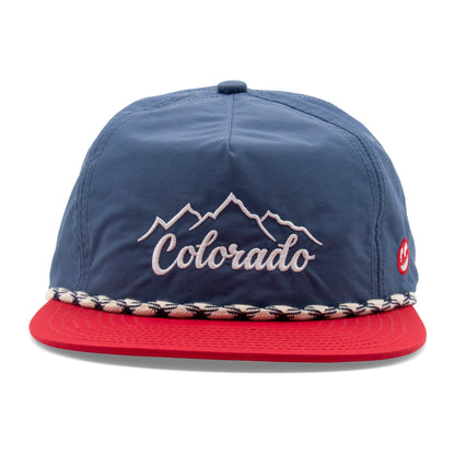 Kids Colorado Mountain Peaks Rope Hat navy front view