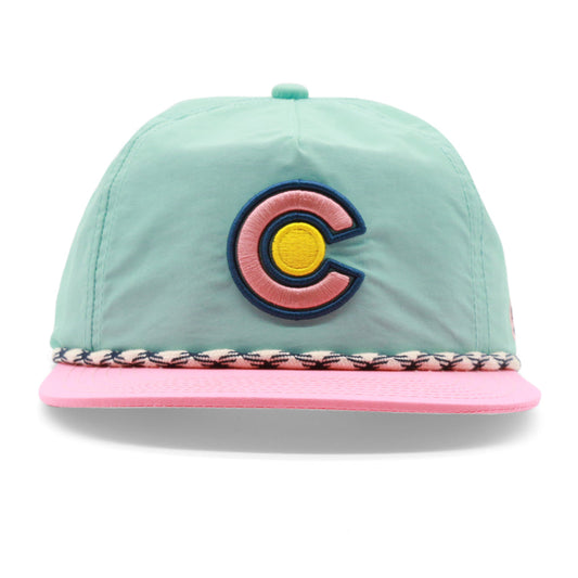 Adult Colorado Open C Rope Hat teal front view