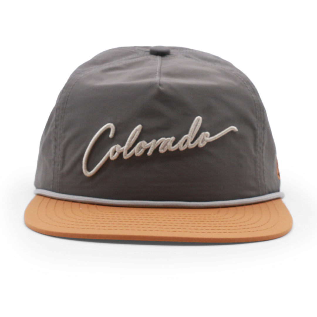 Adult Colorado Script Rope Hat turqouise left side view