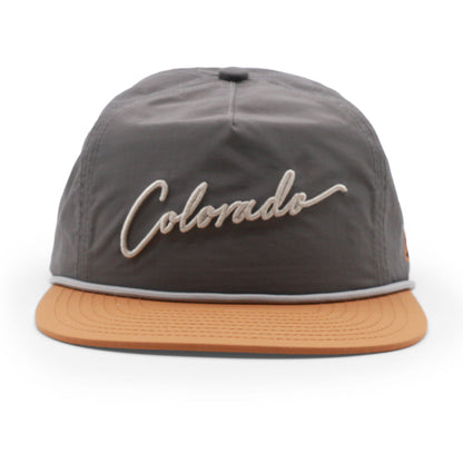 Adult Colorado Script Rope Hat turqouise left side view