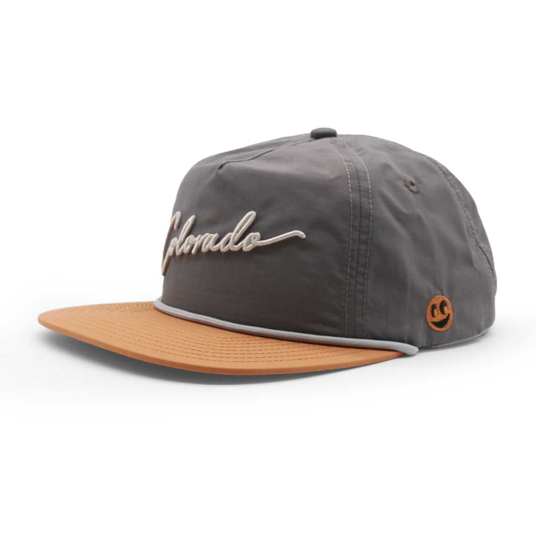 Adult Colorado Script Rope Hat turqouise right side view