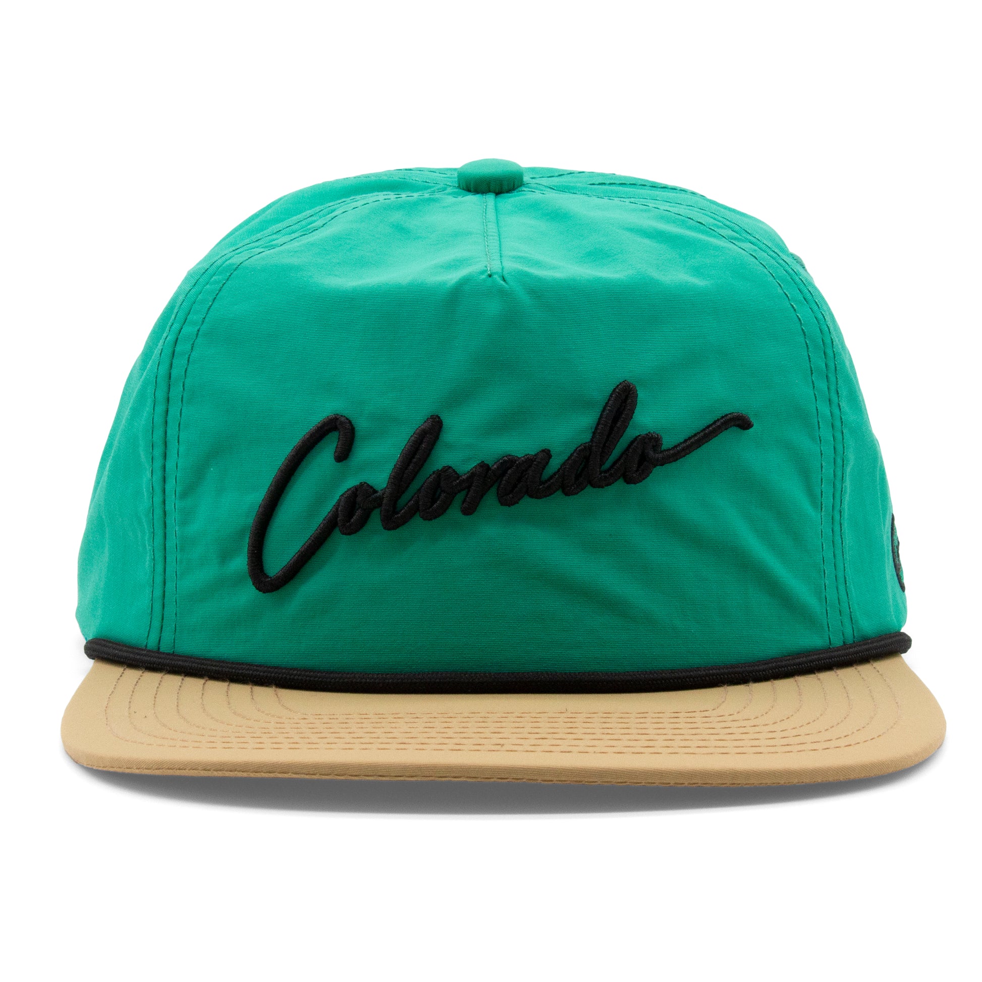 Kids Colorado Script Rope Hat teal angled back view
