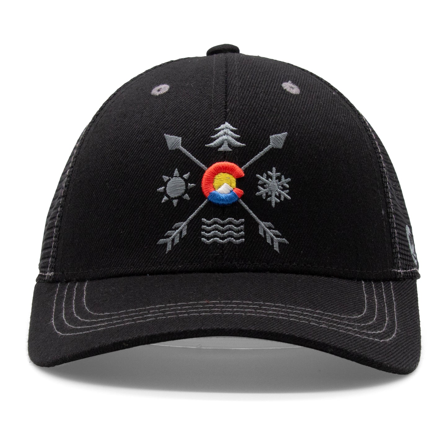 Kids Colorado All Seasons Curved Bill Hat black back view