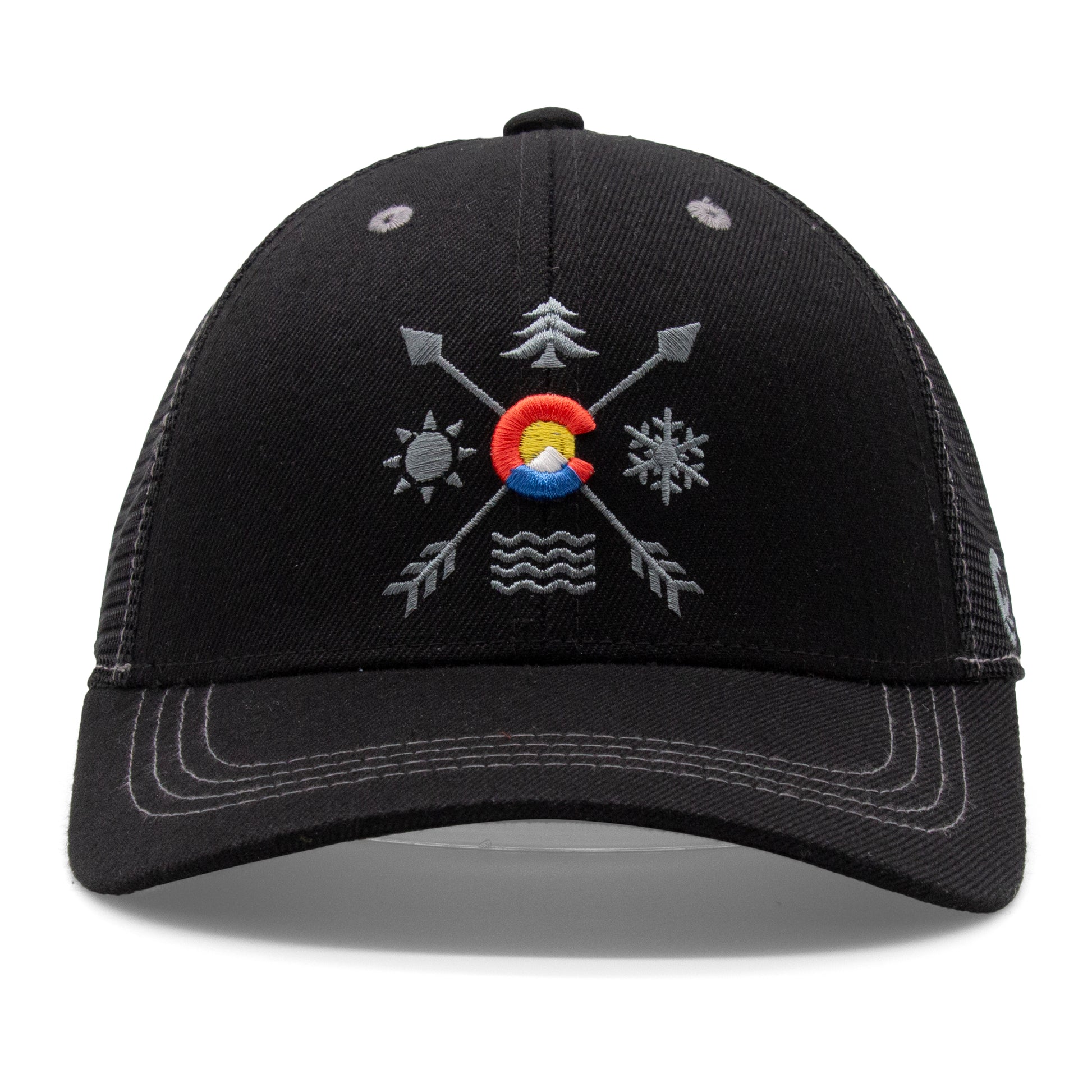 Kids Colorado All Seasons Curved Bill Hat black back view