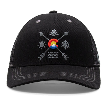 Kids Colorado All Seasons Curved Bill Hat black back view