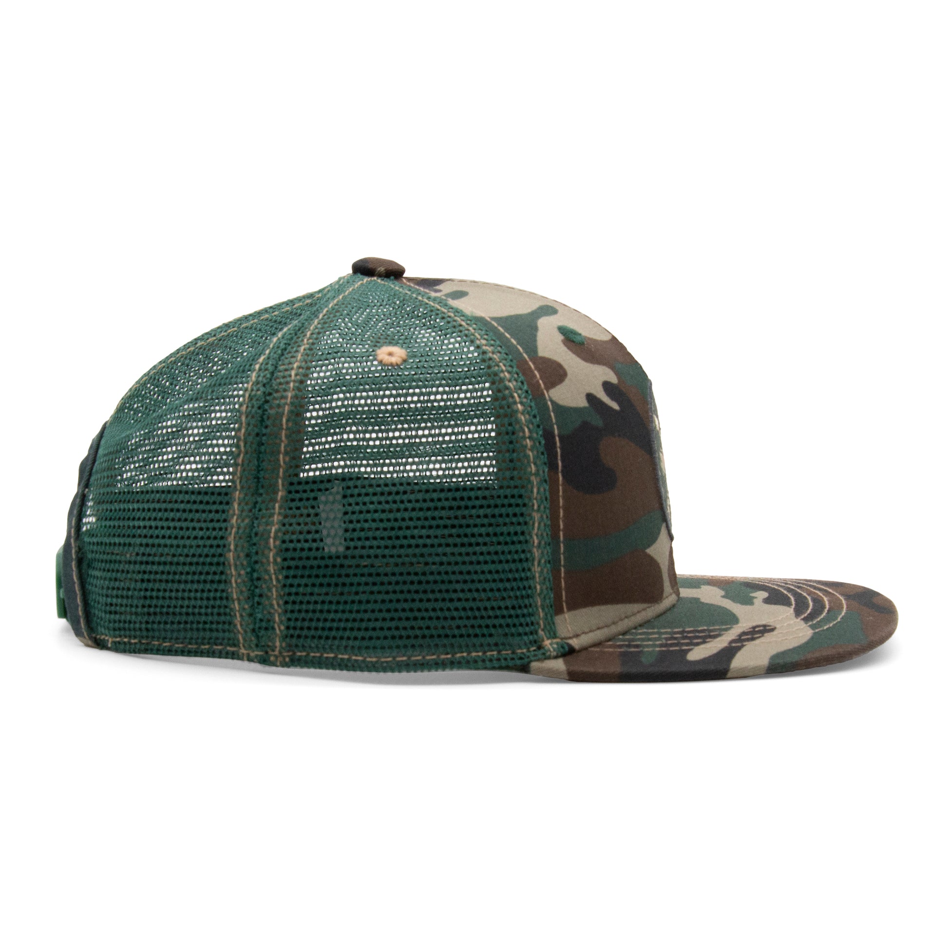 Kids Colorado All Seasons Patch Flat Bill Hat camouflage angled back view