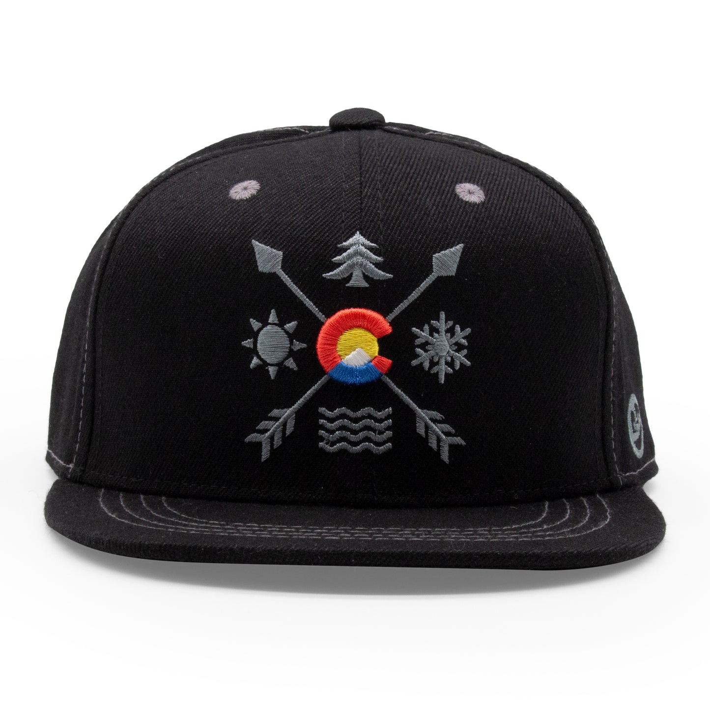 Kids Colorado All Seasons Flat Bill Hat black back view