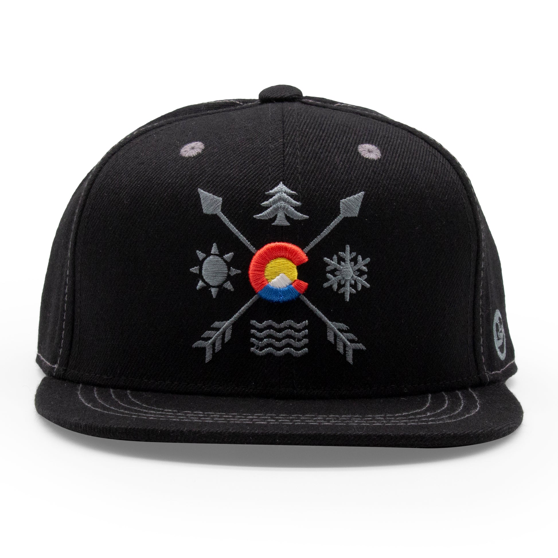 Kids Colorado All Seasons Flat Bill Hat black back view