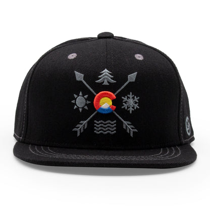 Kids Colorado All Seasons Flat Bill Hat black back view