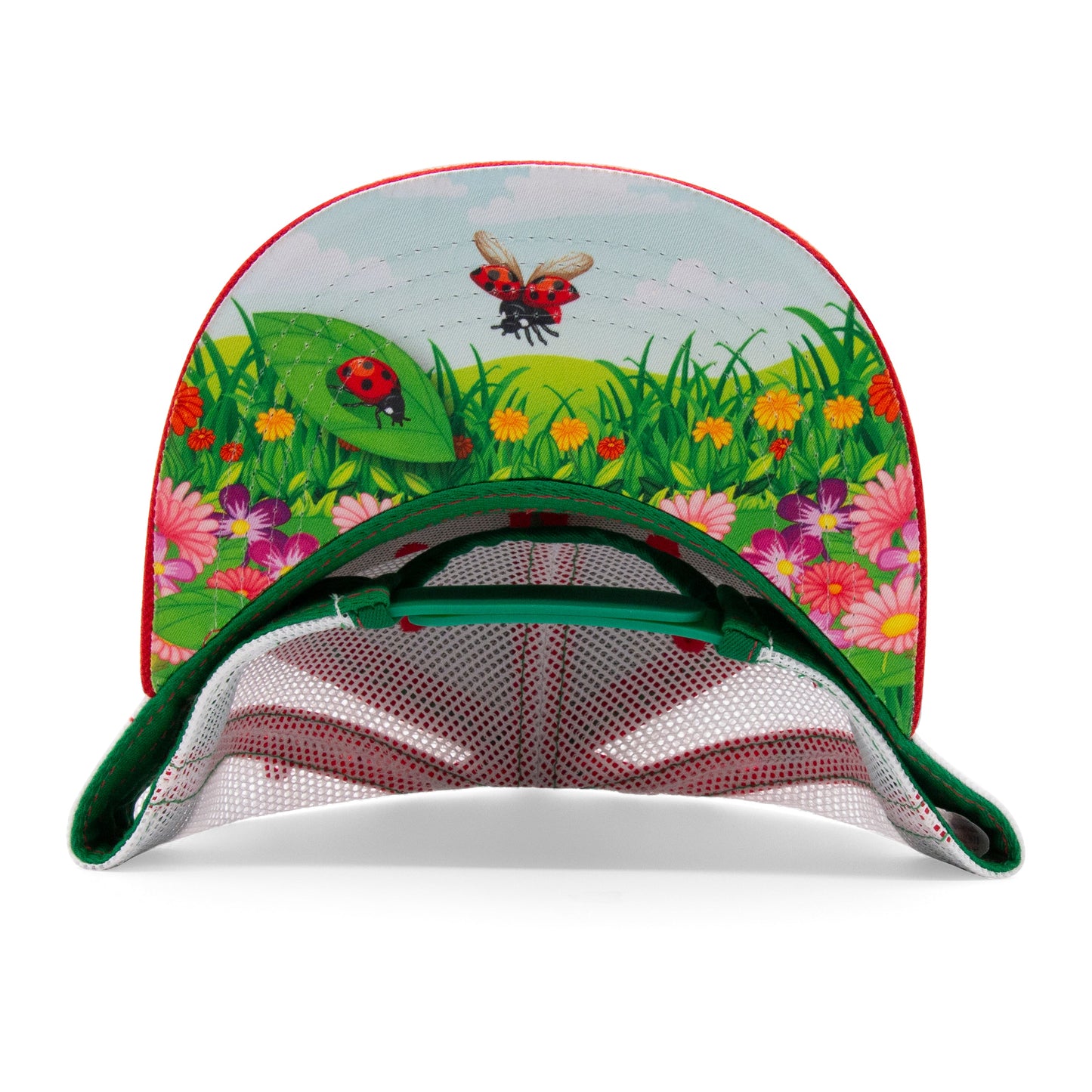 Kids Ladybug Flat Bill Hat royal under-brim view
