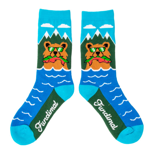 Big Kids Bear Salmon Socks royal