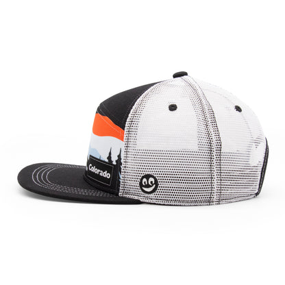 Adult Colorado Mountain Tree Tops Camper Hat navy left side view