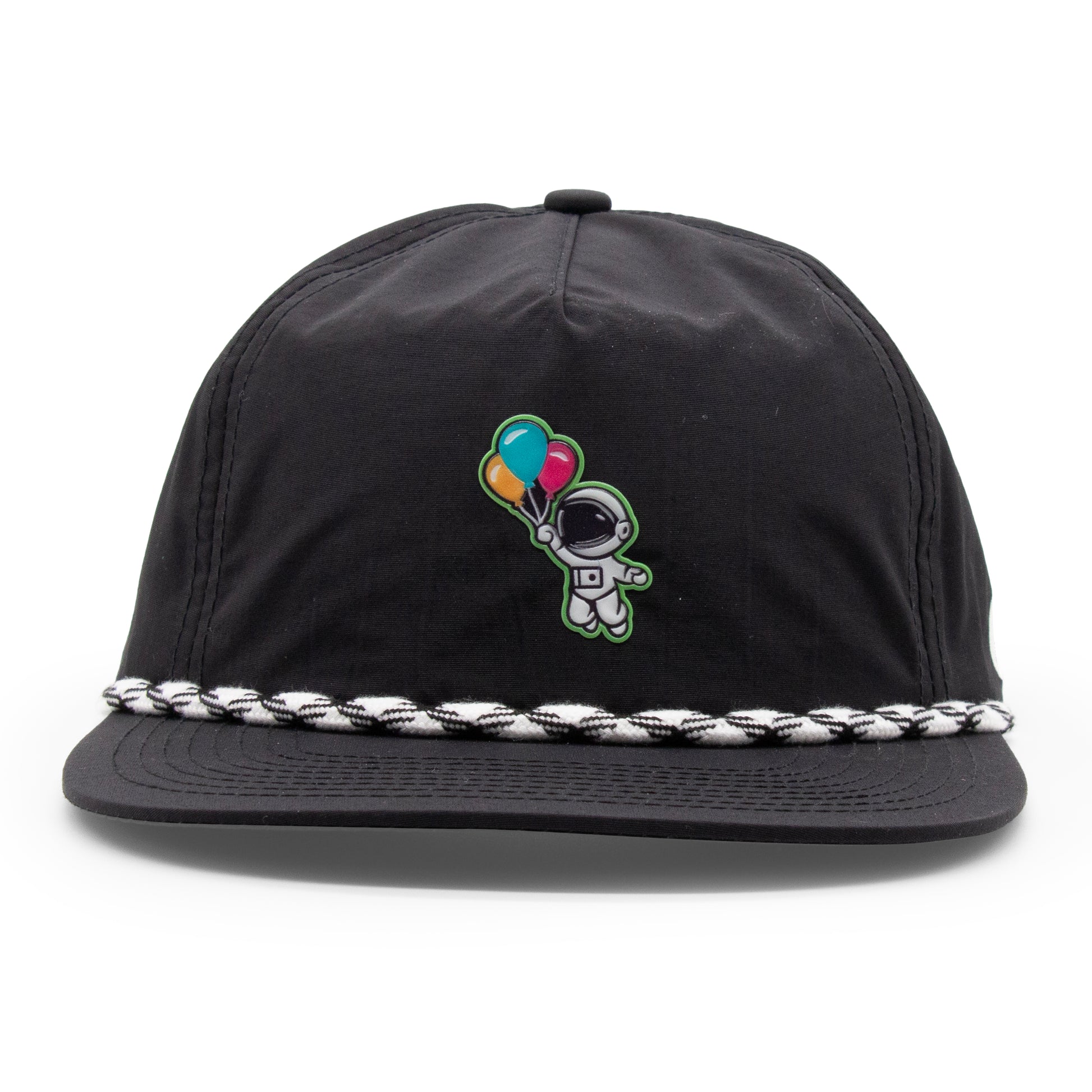 Kids Astronaut Rope Hat black front view