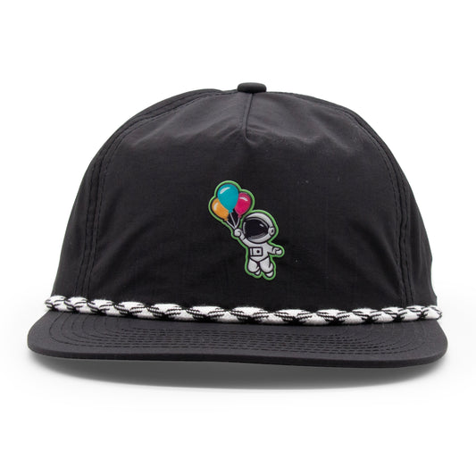 Kids Astronaut Rope Hat black front view