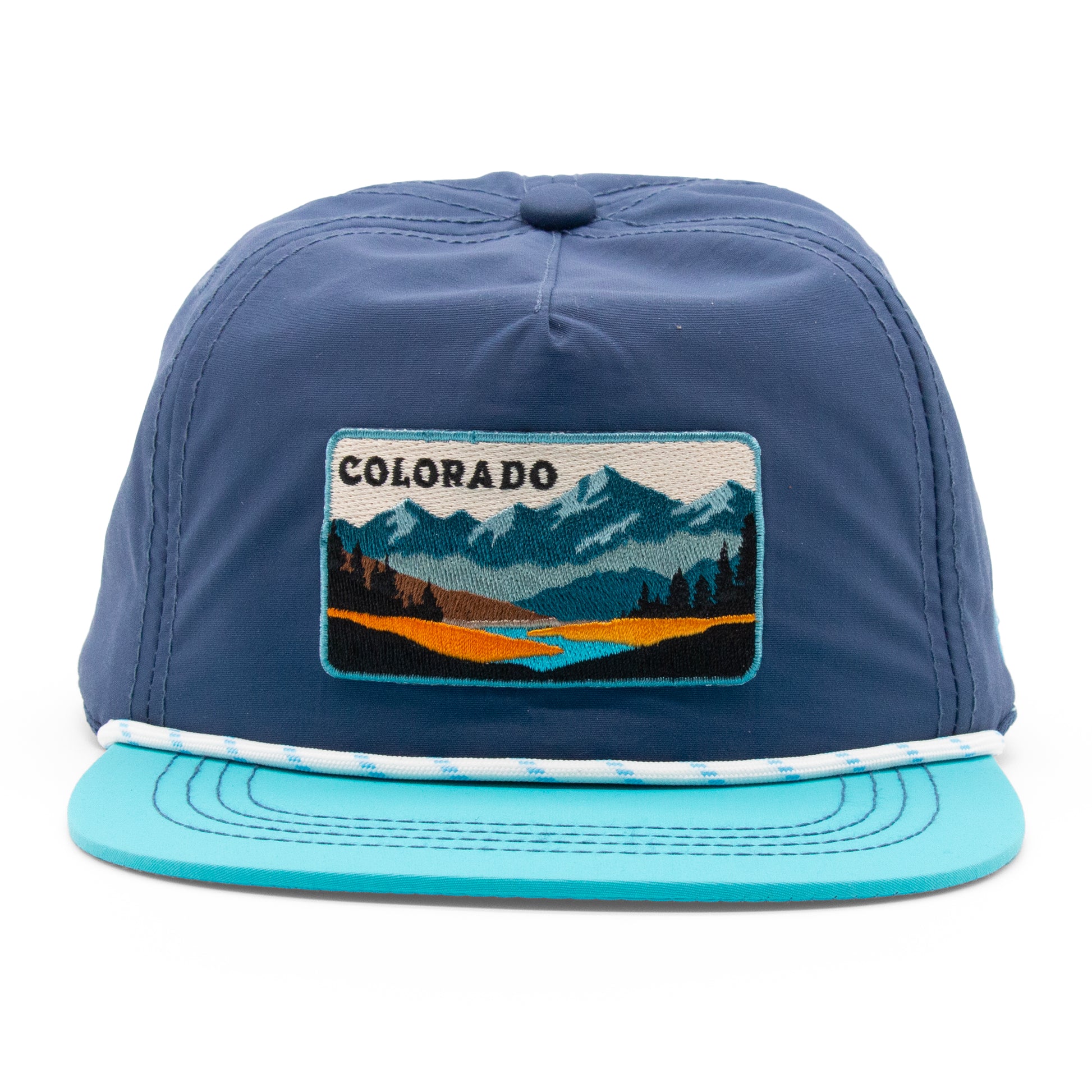 Kids Colorado Mountain Patch Rope Hat light-blue front view