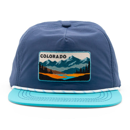 Kids Colorado Mountain Patch Rope Hat light-blue front view