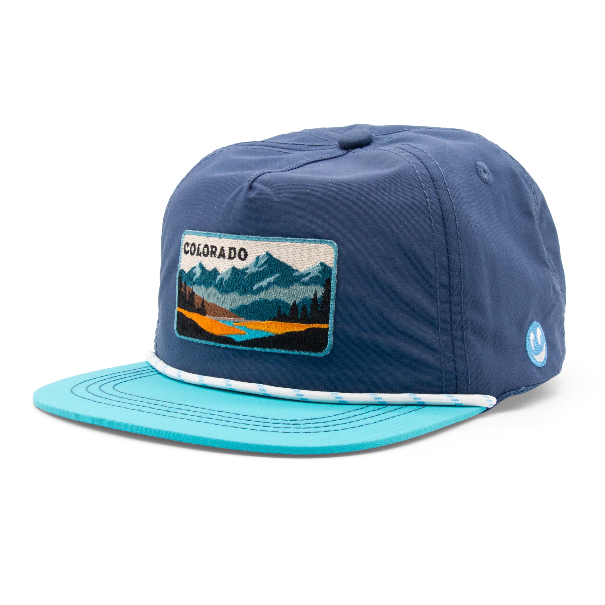 Kids Colorado Mountain Patch Rope Hat black front view