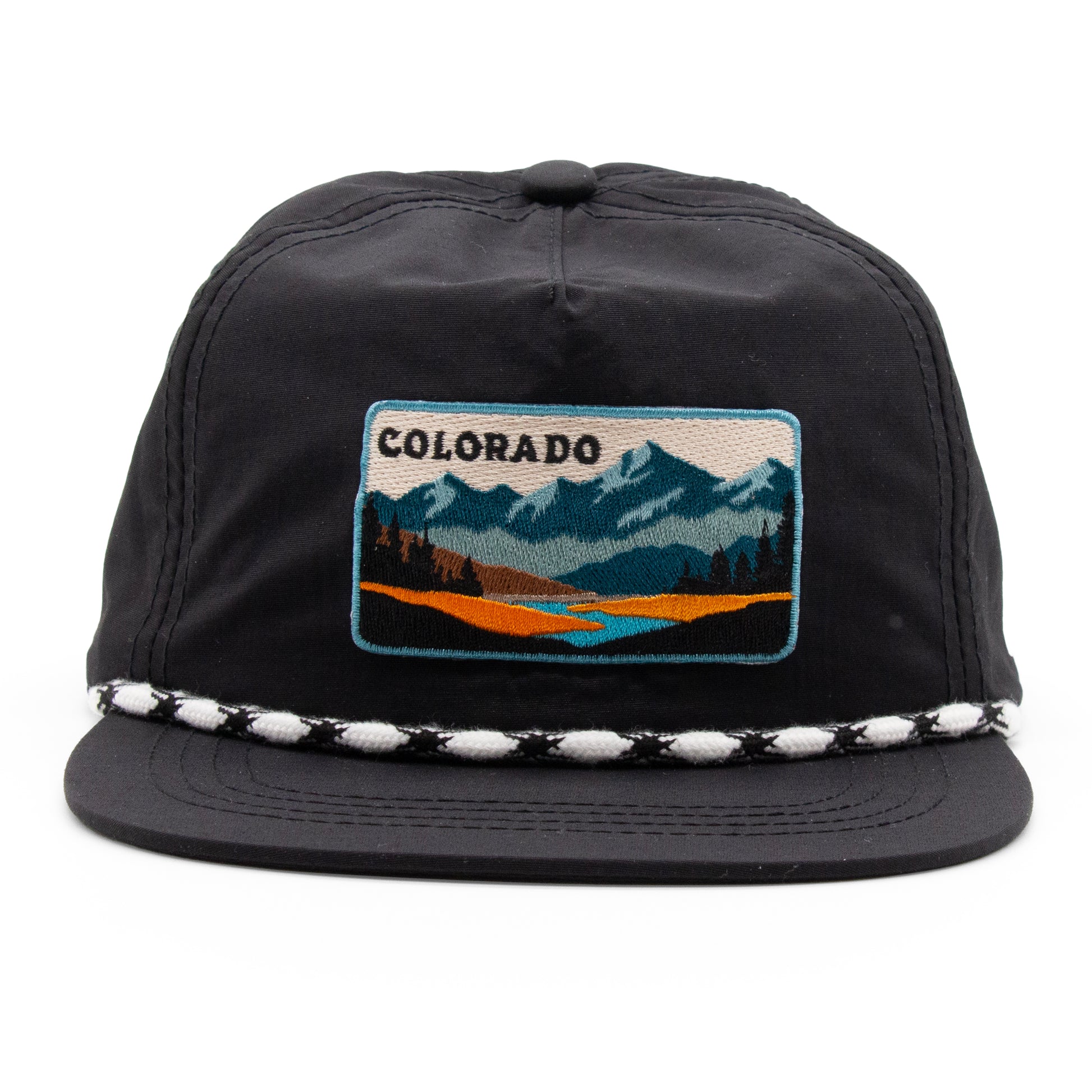 Kids Colorado Mountain Patch Rope Hat black back view