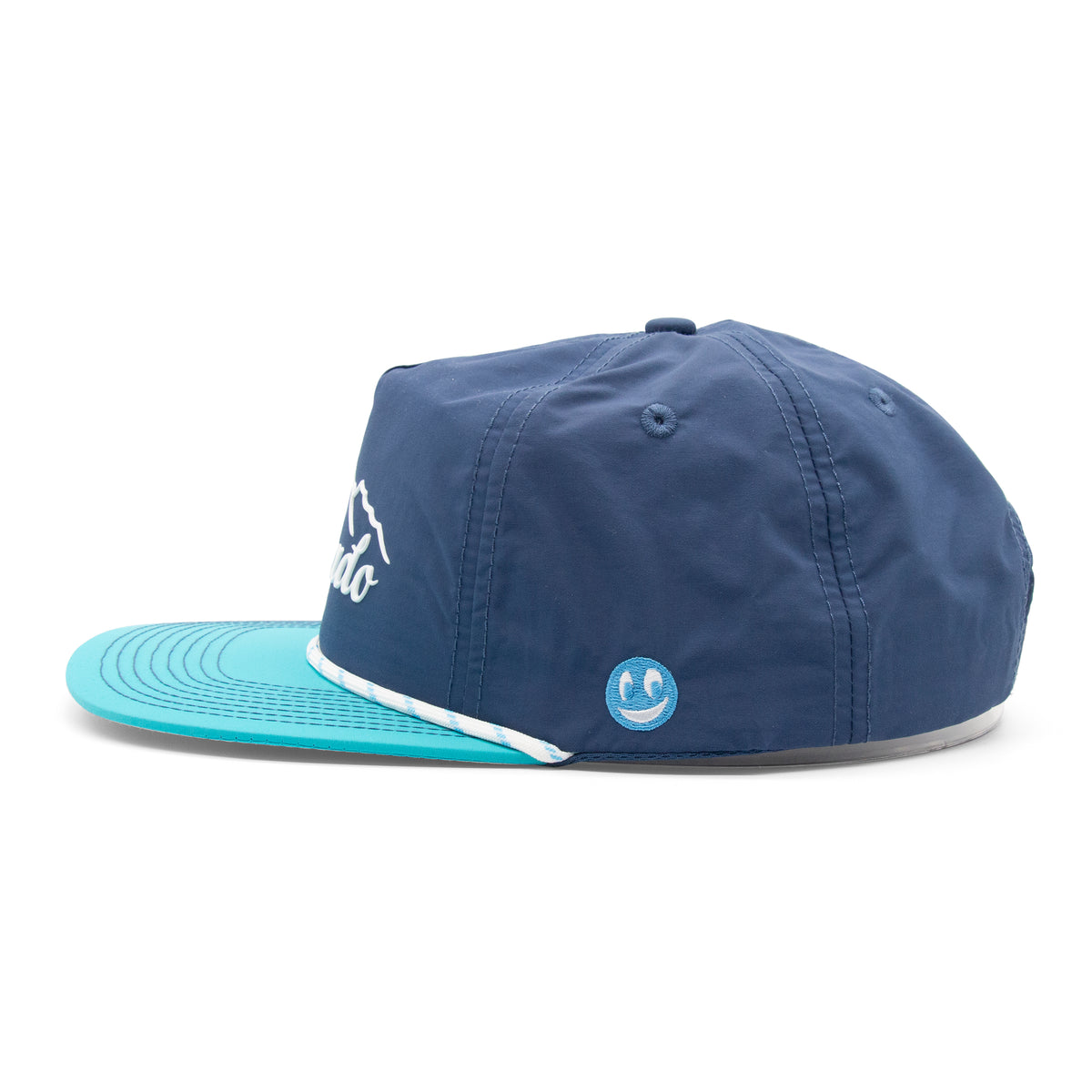 Adult Colorado Mountain Peaks Rope Hat - Light Blue Left Side