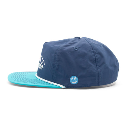 Adult Colorado Mountain Peaks Rope Hat - Light Blue Left Side