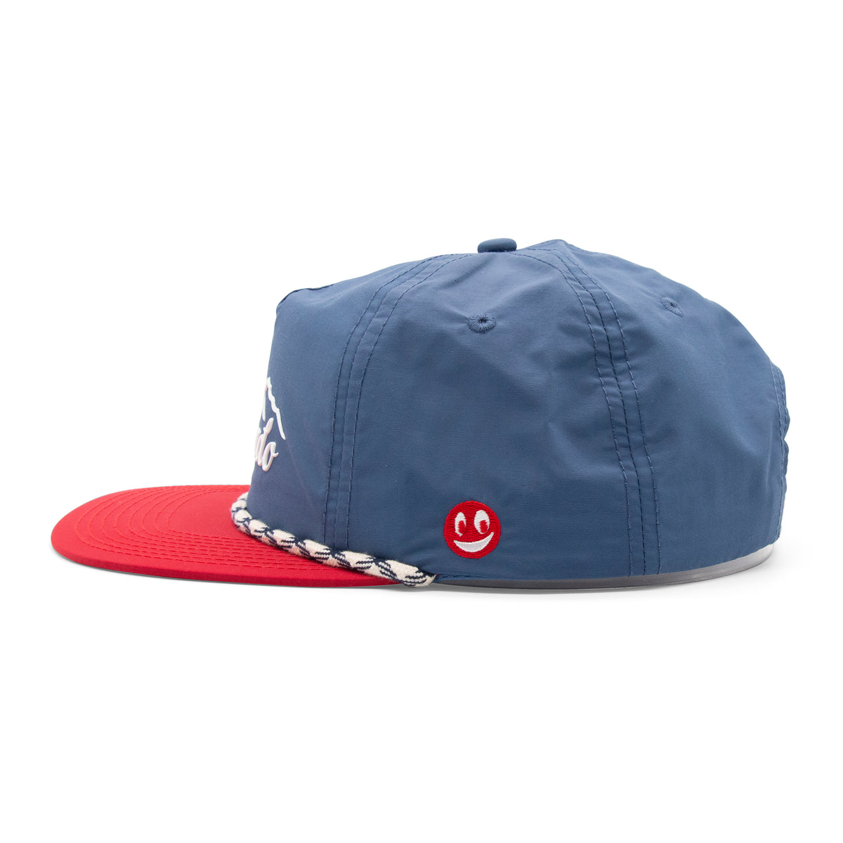 Adult Colorado Mountain Peaks Rope Hat - Navy Left Side