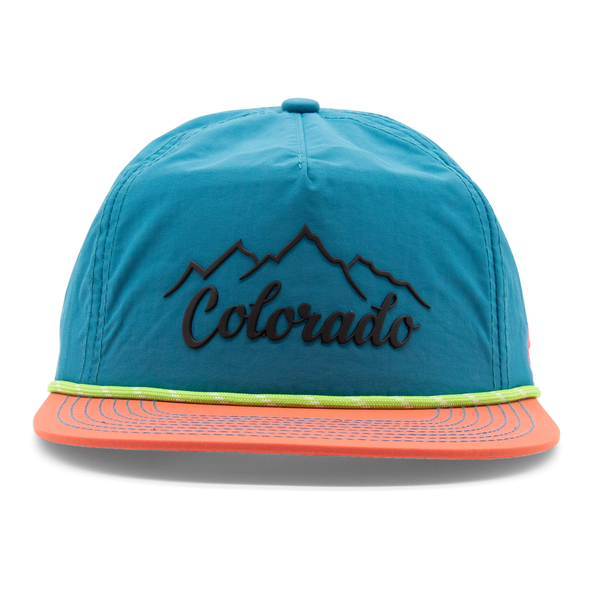 Adult Colorado Mountain Peaks Rope Hat - Teal Front