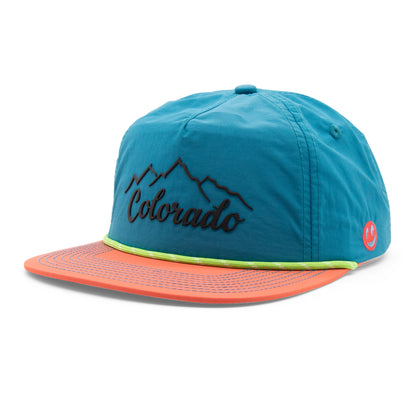 Adult Colorado Mountain Peaks Rope Hat - Teal Side Angle
