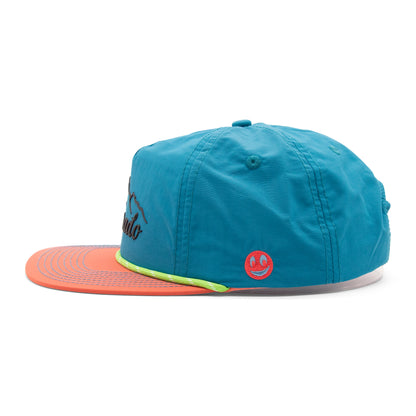 Adult Colorado Mountain Peaks Rope Hat - Teal Left Side