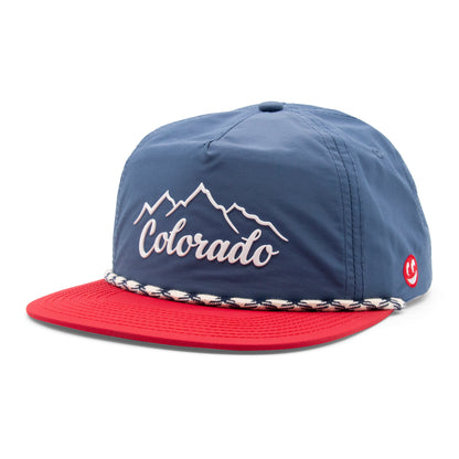 Adult Colorado Mountain Peaks Rope Hat - Navy Side Angle