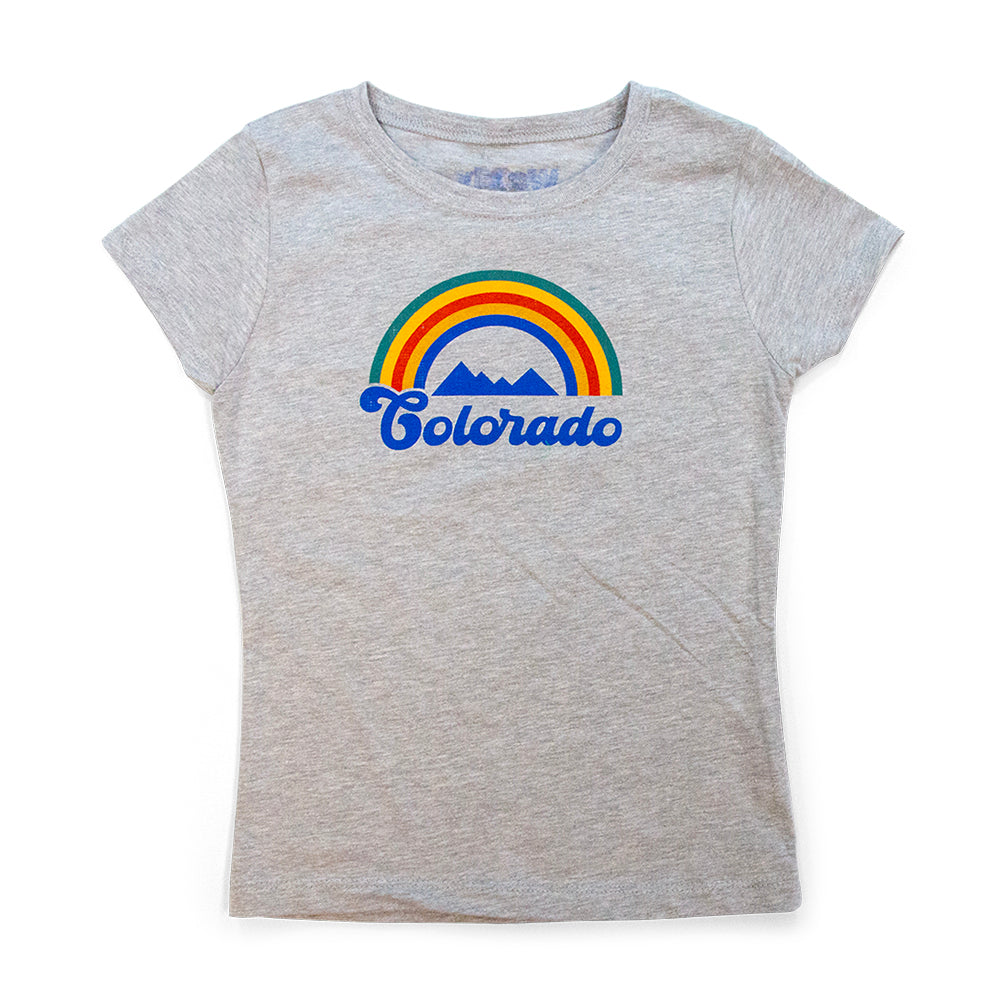 Girls Colorado Rainbow T-Shirt black front view