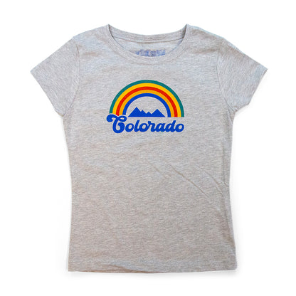 Girls Colorado Rainbow T-Shirt black front view