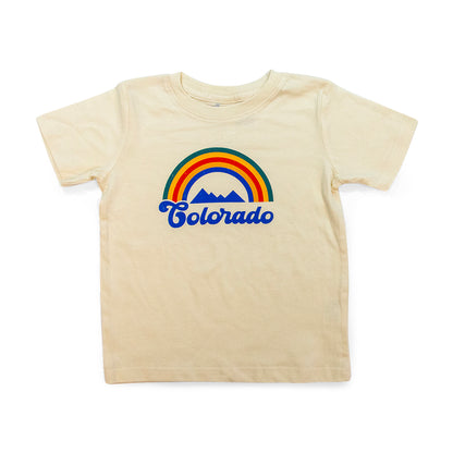 Toddler Girls Colorado Rainbow T-Shirt white front view