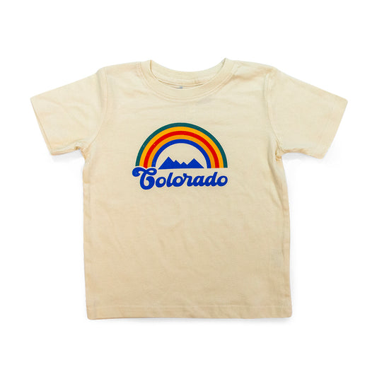 Toddler Girls Colorado Rainbow T-Shirt white front view