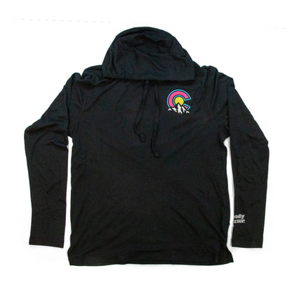 Men’s Colorado Mountains Hooded T-Shirt black front view
