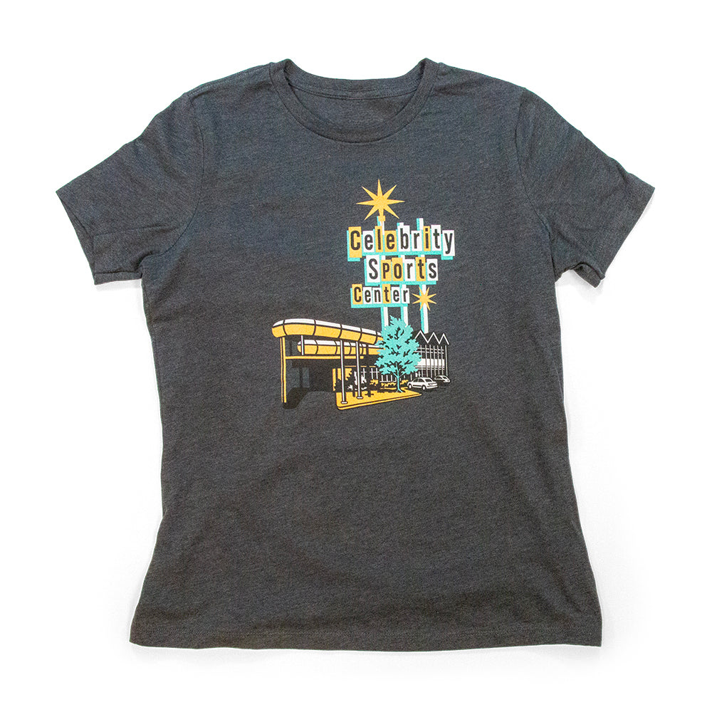 Women’s Celebrity Sports Center T-Shirt black front view