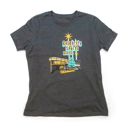 Women’s Celebrity Sports Center T-Shirt black front view