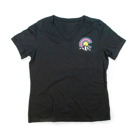 Women’s Colorado Mountains V-Neck T-Shirt heather-navy front view
