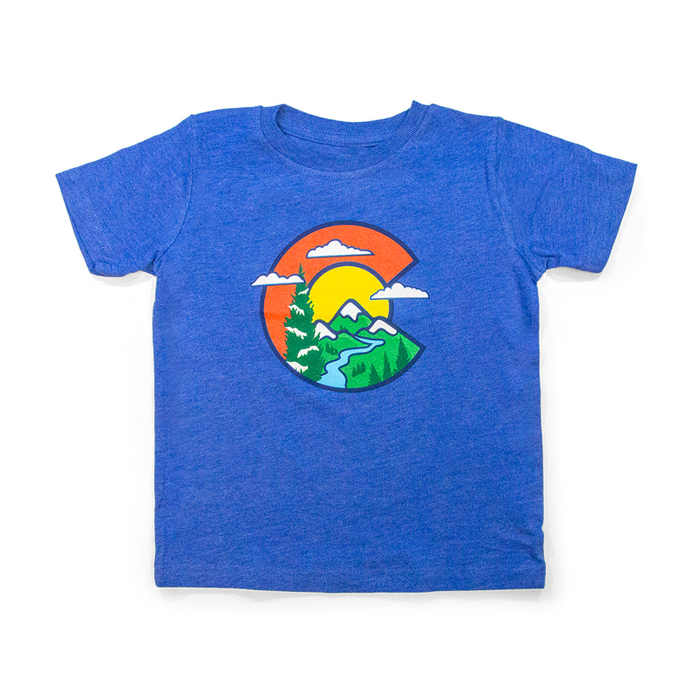 Toddler Colorado C Clouds T-Shirt blue front view