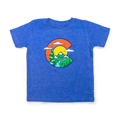 Toddler Colorado C Clouds T-Shirt blue front view