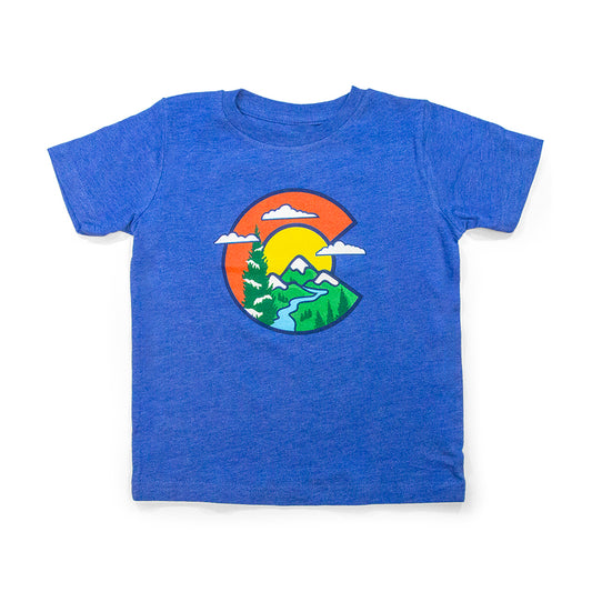 Toddler Colorado C Clouds T-Shirt blue front view