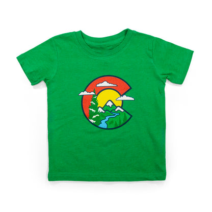 Toddler Colorado C Clouds T-Shirt blue back view