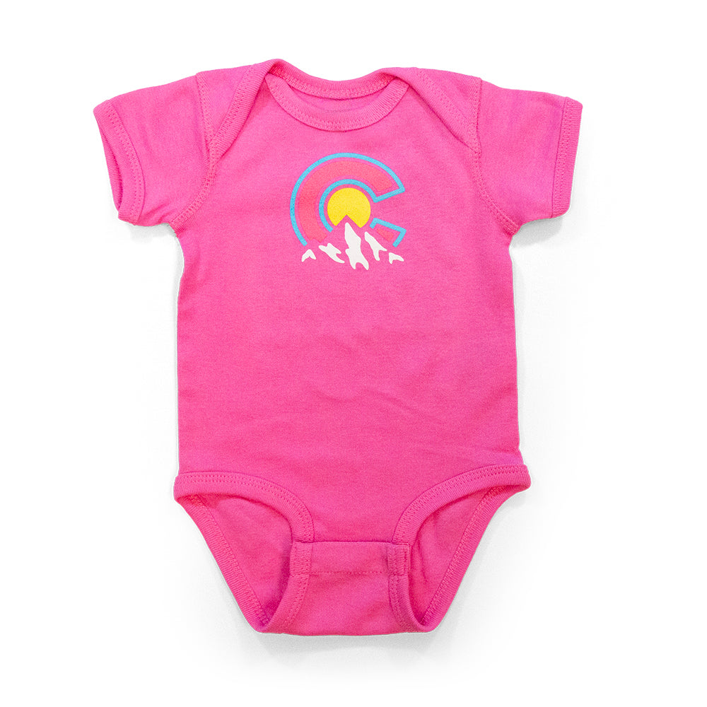 Colorado Mountains Onesie turqouise front view