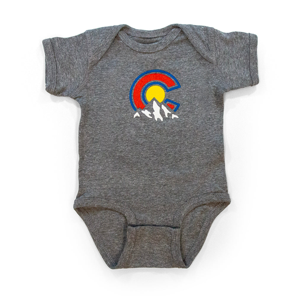 Colorado Mountains Onesie heather-grey front view