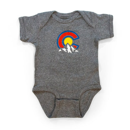 Colorado Mountains Onesie heather-grey front view