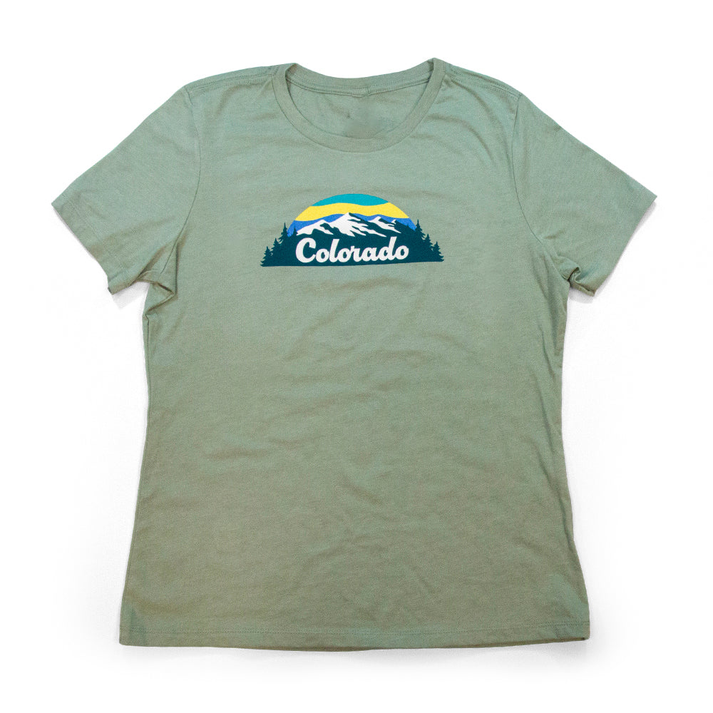 Women's Colorado Tree Tops T-Shirt black front view