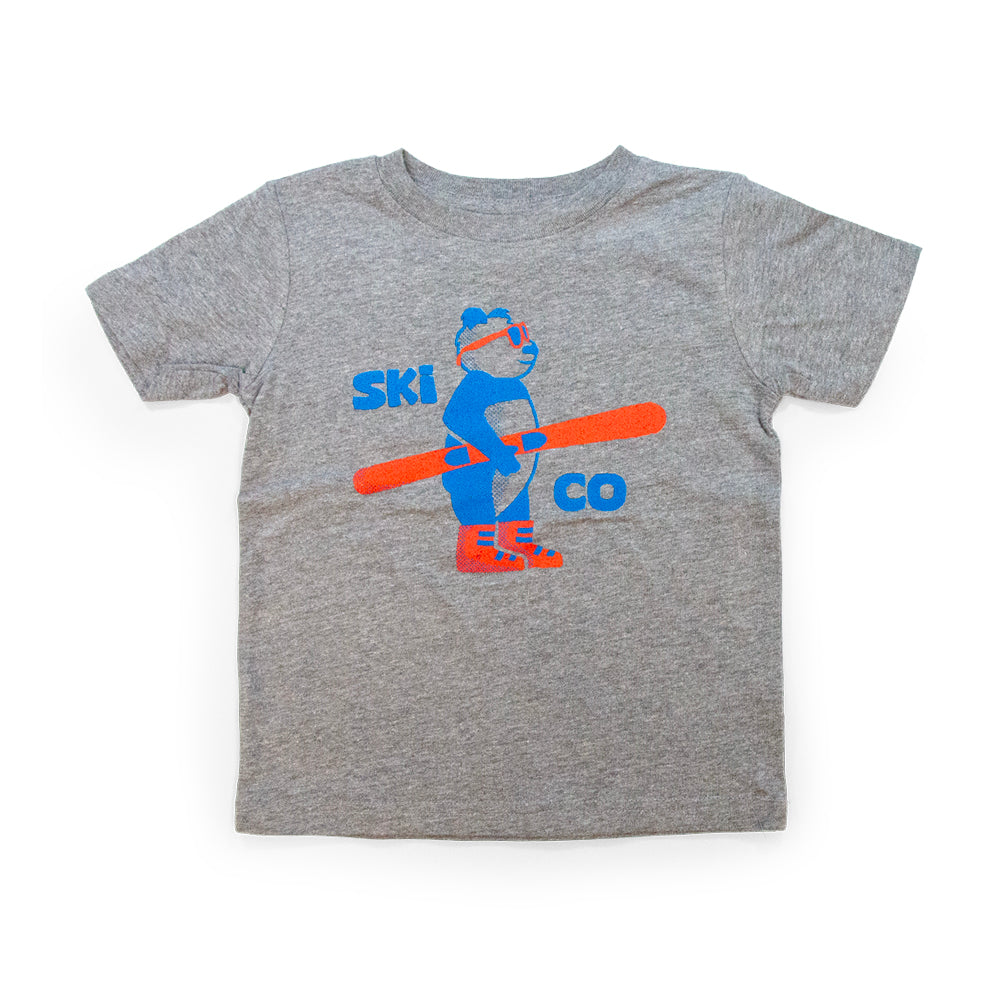 Toddler Panda Ski Colorado T-Shirt heather-grey front view