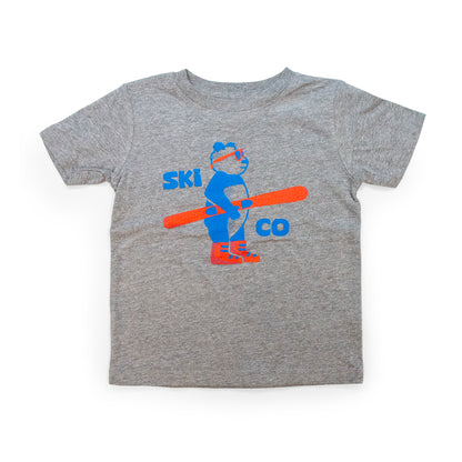 Toddler Panda Ski Colorado T-Shirt heather-grey front view