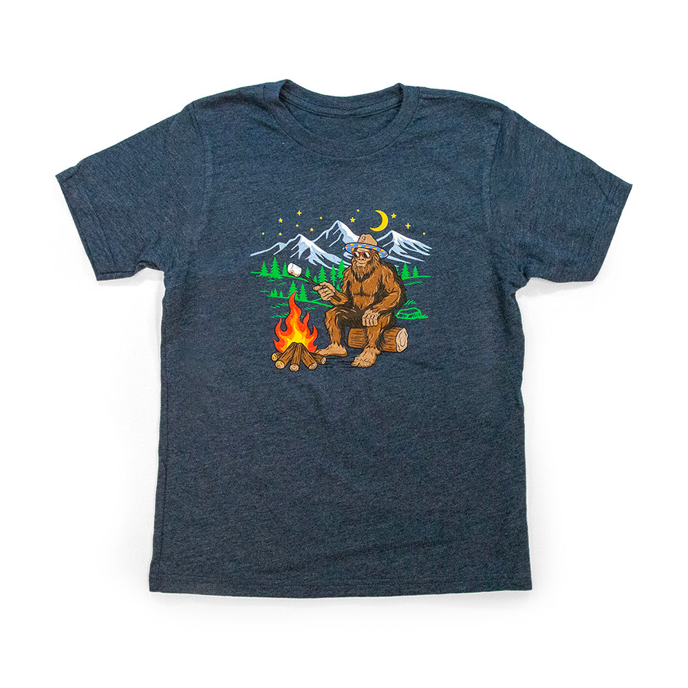 Toddler Colorado Bigfoot Camping T-Shirt navy front view