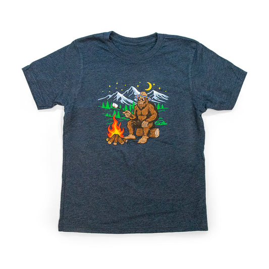 Toddler Colorado Bigfoot Camping T-Shirt navy front view